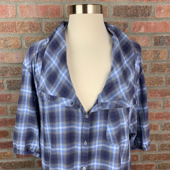 Vince Plaid Cowl Neck Button Up, Sz M - Picture 5 of 8